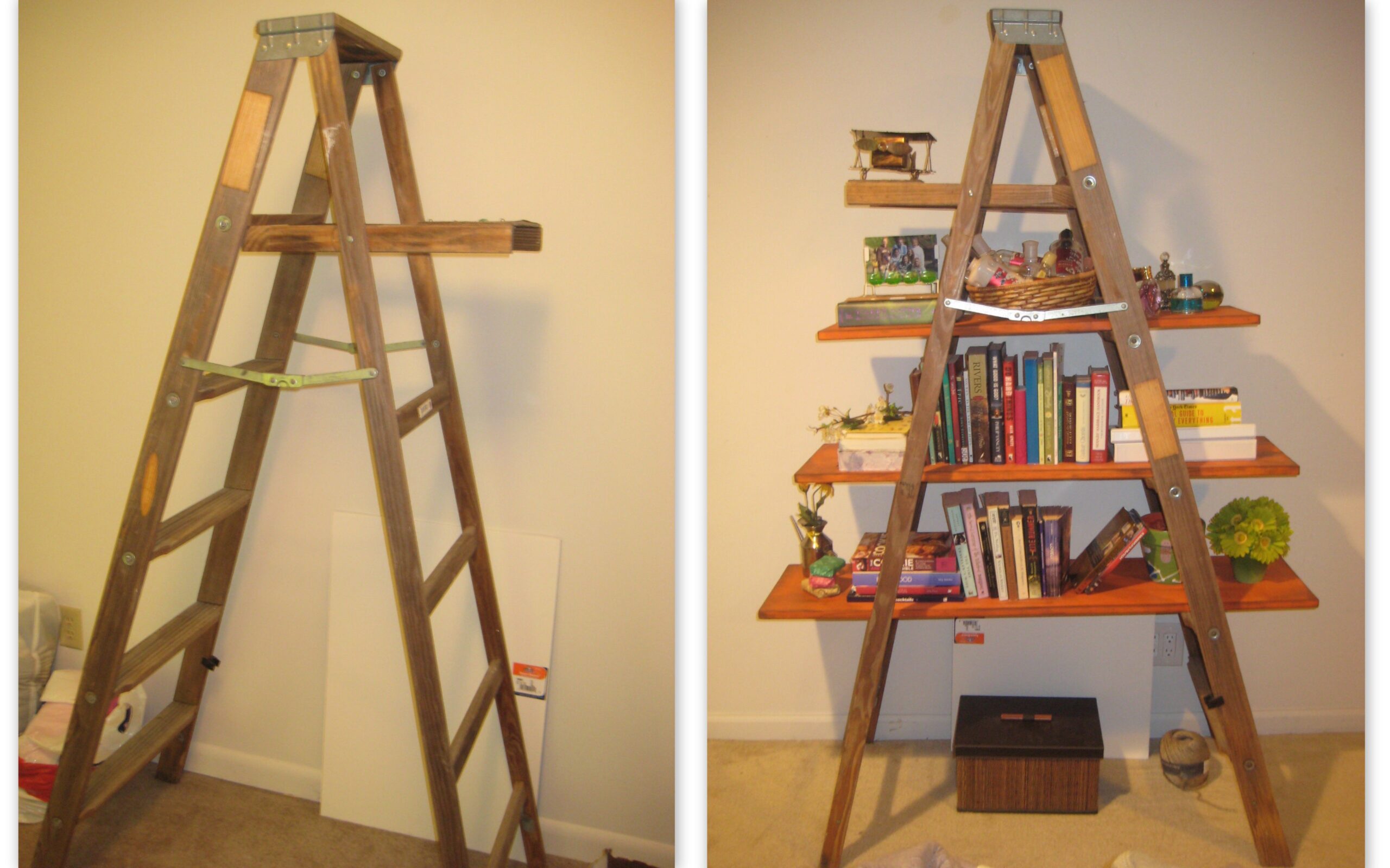 How to Turn an Old Ladder into a Bookshelf