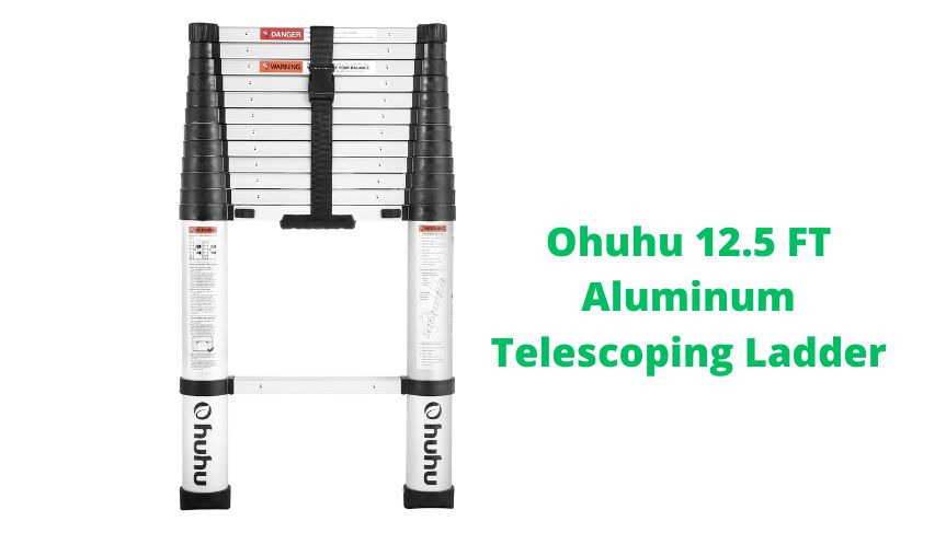 3. Ohuhu 12.5 FT Aluminum Telescoping Ladder