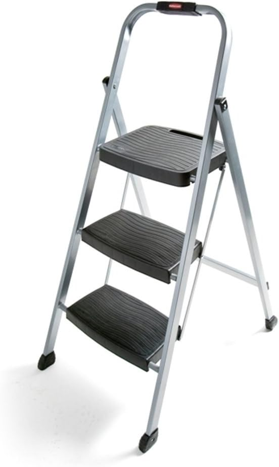 2. Best 3-Step Ladder For Seniors-Silver, Rubbermaid